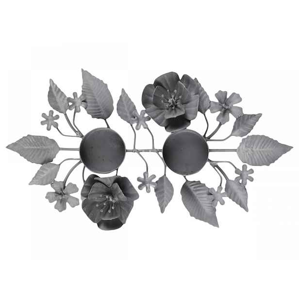 Zinkový antik svícen na 2 čajové svíčky Flower - 28*14*2,5cm Chic Antique