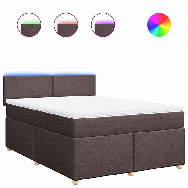 vidaXL Box spring postel s matrací tmavě hnědá 140x200 cm textil