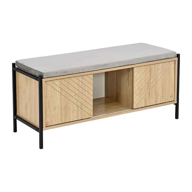 Kontrast Botník se sedákem PR101 100 cm dub přírodní/černý