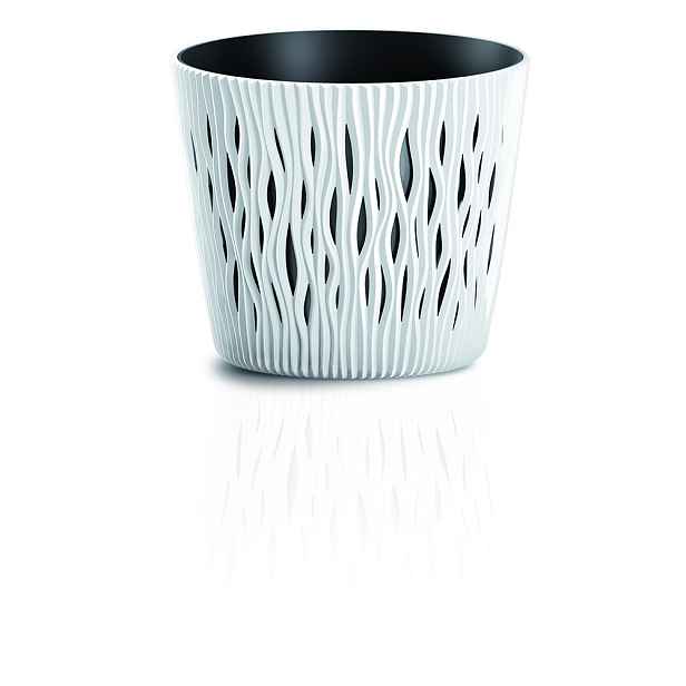 Prosperplast Květináč s vkladem Sandy Round bílý, varianta 12,8 cm