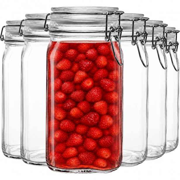 Sklenice na zavařeniny, nádoba s přezkou, zavařovací sklenice hermetická, ozdobná, 1500 ml 6 Ks