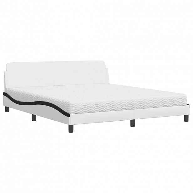 vidaXL Postel s matrací Dover bílá a černá 180 x 200 cm umělá kůže