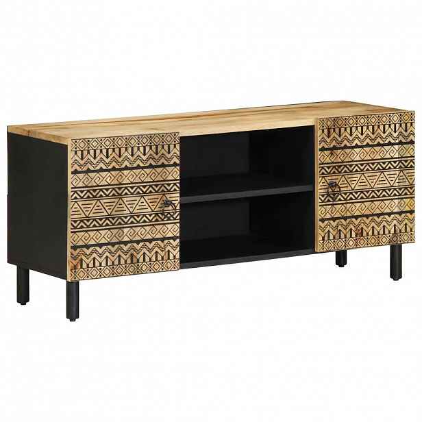 vidaXL TV skříňka černá 105 x 33,5 x 46 cm masivní hrubý mangovník