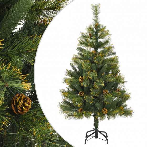 vidaXL Umělý sklápěcí vánoční stromek s šiškami 150 cm