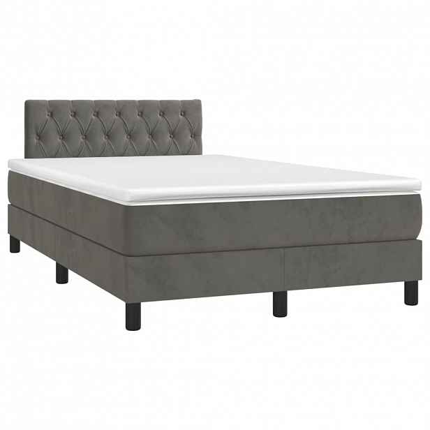vidaXL Box spring postel s matrací tmavě šedý 120x190 cm samet