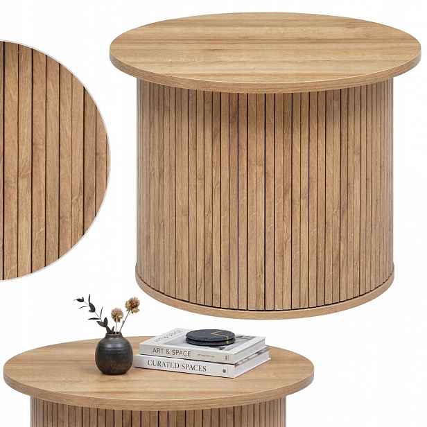Moderní Konferenční Stolek Kulatý 60 CM Do Obývacího Pokoje Mdf, Pomocný, Loftový Styl