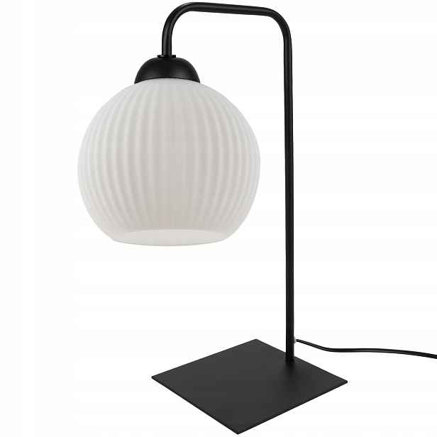 Noční Lampa Stolní Lampa Riffle Černá Bílá Skleněná Koule 14 CM Glamour