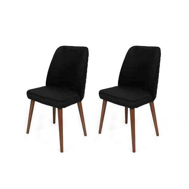 Sada jídelních židlí Tutku Black and Walnut, 2 ks