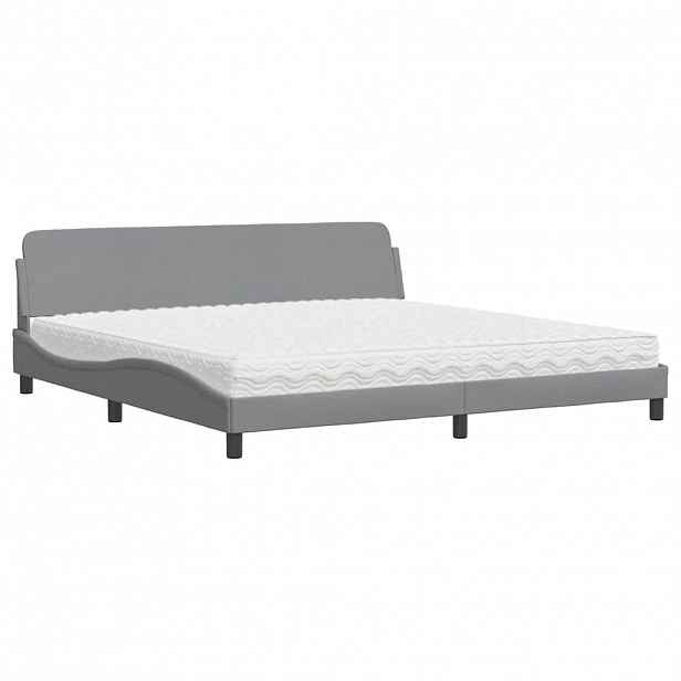 vidaXL Postel s matrací Dover světle šedá 200 x 200 cm textil