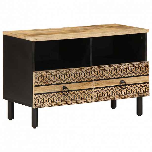 vidaXL TV skříňka černá 70 x 33,5 x 46 cm masivní hrubý mangovník