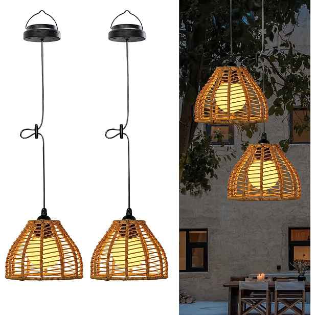 Zahradní osvětlení, solární lampy, venkovní lampy, 2 ks, závěsné, IP65
