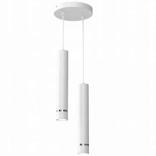 Závěsná Stropní Lampa Tuba Zwis Metal GU10 Led Sopel 2-bodová Bílá Na Kole