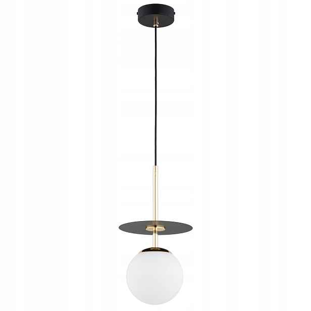 Alfa Qeency Závěsná lampa černo-zlatá bílá koule 1xE14 10W IP20