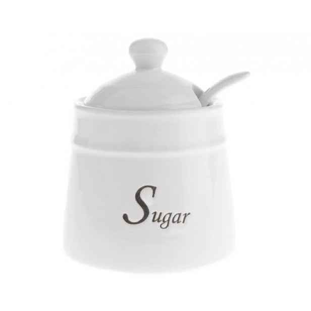 Cukřenka se lžičkou Sugar, bílá keramika