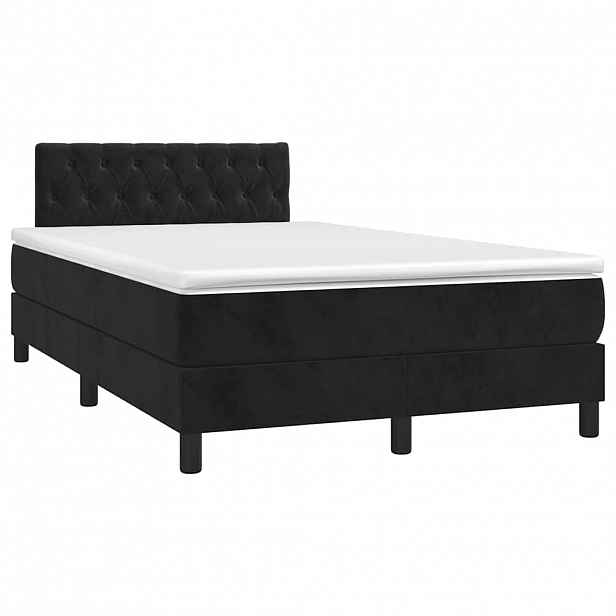 vidaXL Box spring postel s matrací černá 120 x 190 cm samet