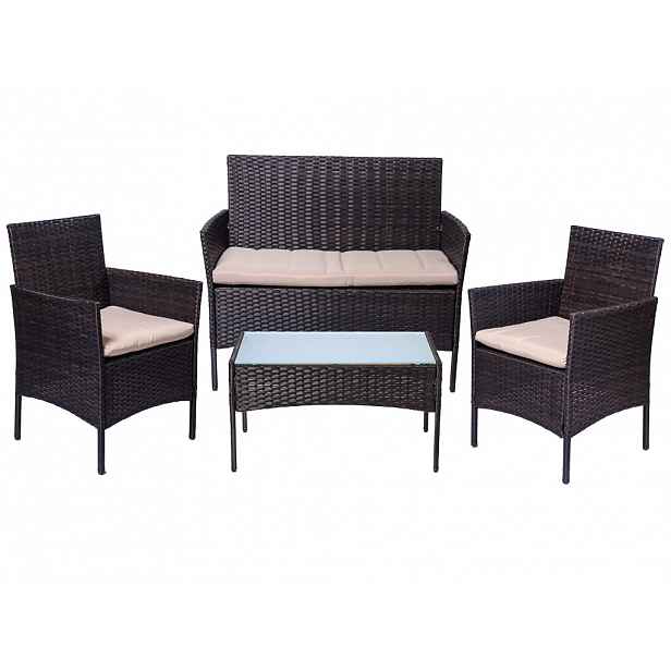 Hnědý ratanový zahradní set TURIA
