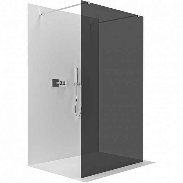 Sprchová zástěna Walk-in Onyx Duo L/P - 10 mm - hranatá vzpěra - chrom, grafitové sklo - 140x200 cm