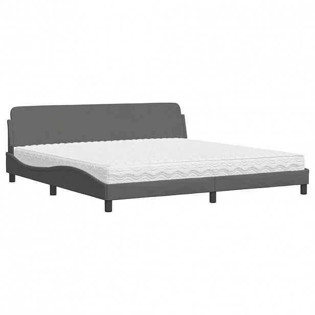 vidaXL Postel s matrací Dover tmavě šedá 200 x 200 cm textil