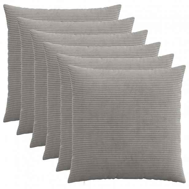 vidaXL Povlak na polštář 6 pcs HEERLEN Světle šedá 80 x 80 cm manšestr