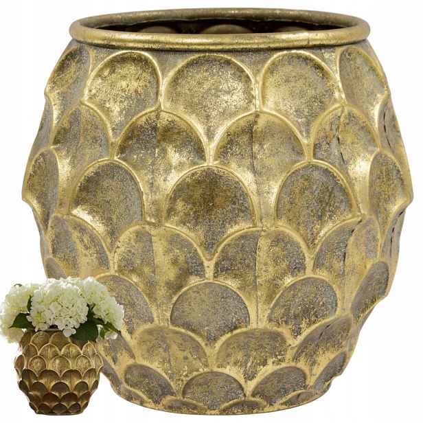 Obal Na Květináč 27,5 x 27 cm, zlatý kovový květináč, stylový