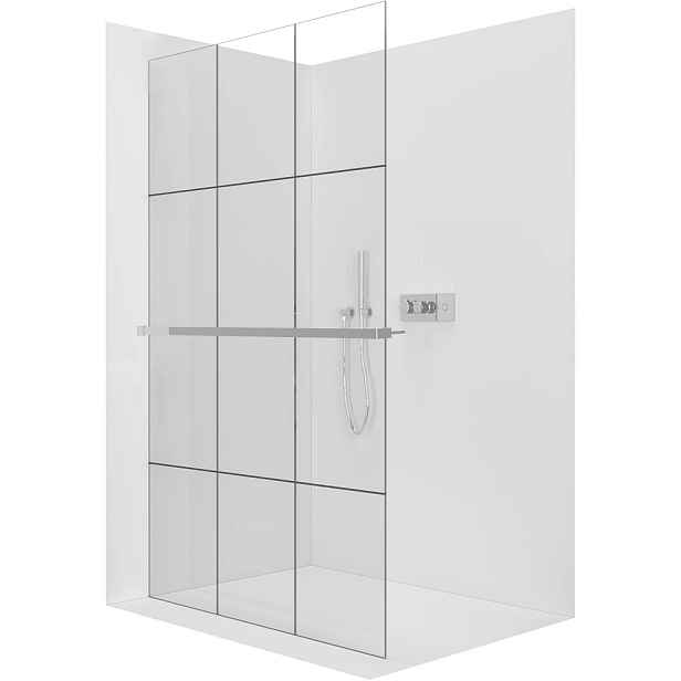 Sprchová zástěna Walk-in Crystal L/P - 8 mm + polička/držák na ručníky - bezvzpěrový systém - chrom, industriální sklo - 160x200 cm