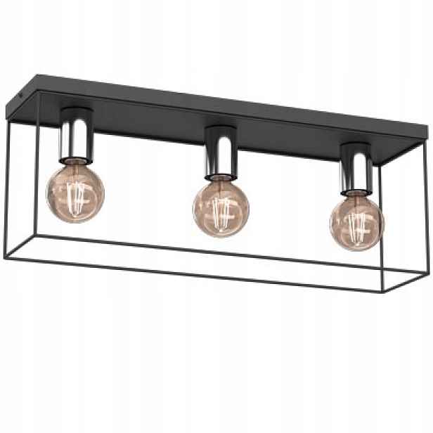 Stropní svítidlo trojitá, moderní, obdélníková, 55 cm, černá, chrom Luminex