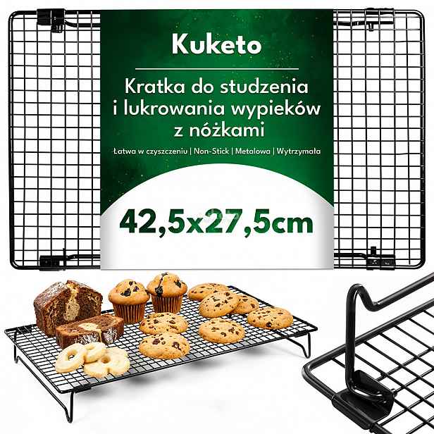TEMU Chladicí stojan - Krátký pro chlazení chleba a glazování pečiva 43X28 cm se skládacími | Kovová mřížka na pečivo pro zdobení dortů, a pečiva |