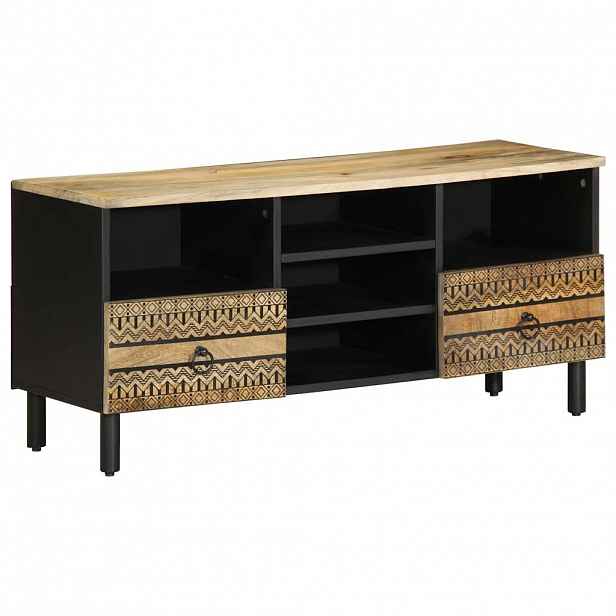 vidaXL TV skříňka černá 100 x 33,5 x 46 cm masivní hrubý mangovník
