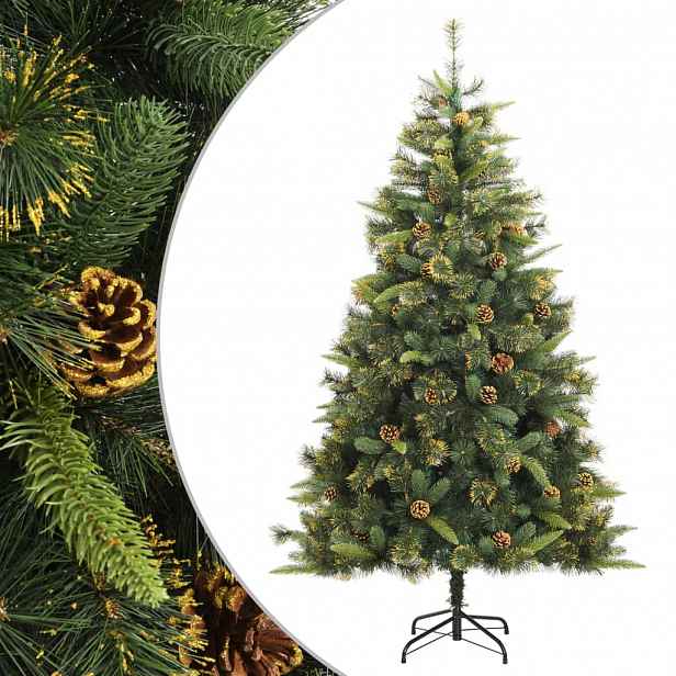 vidaXL Umělý sklápěcí vánoční stromek s šiškami 240 cm
