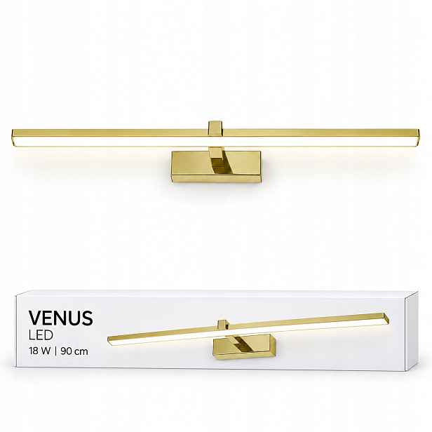Zlatá lampa nad zrcadlo Venus Led 18W 90 cm koupelnová 4200K IP44 1100lm