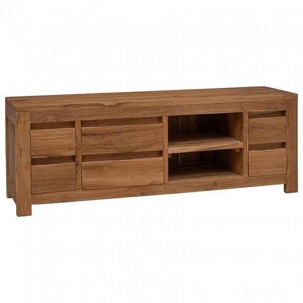 vidaXL TV stolek 110 x 30 x 40 cm Přírodní Pevné teakové dřevo