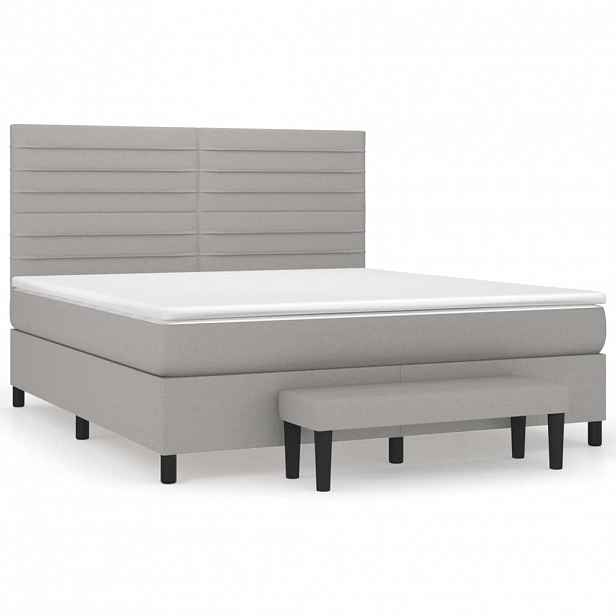 vidaXL Box spring postel s matrací světle šedá 160 x 200 cm textil