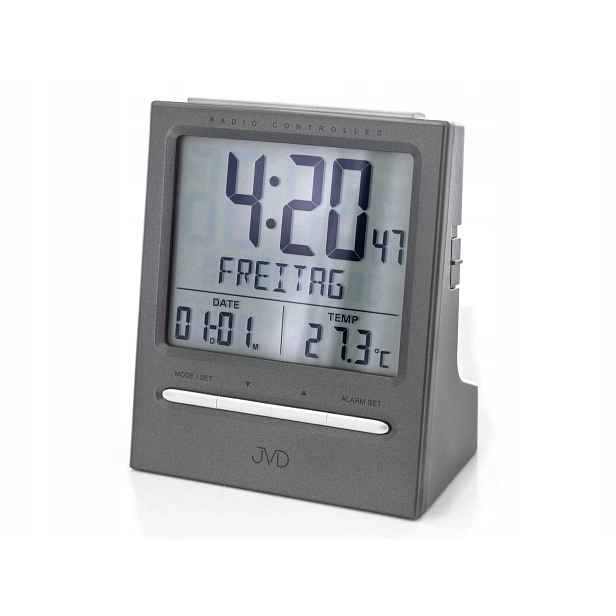 Budík Jvd RB9299.2 Šedý Alarm Zdřímnutí Teploměr Kalendář
