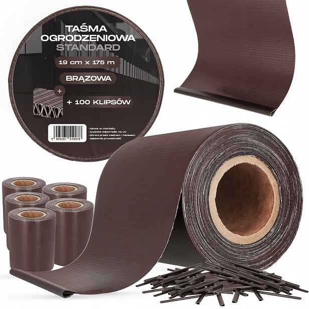 Stínící Panelové Pásy 19 Cm 175 m Kryt na plot Oplocení Panelové klipy Bronz Yv