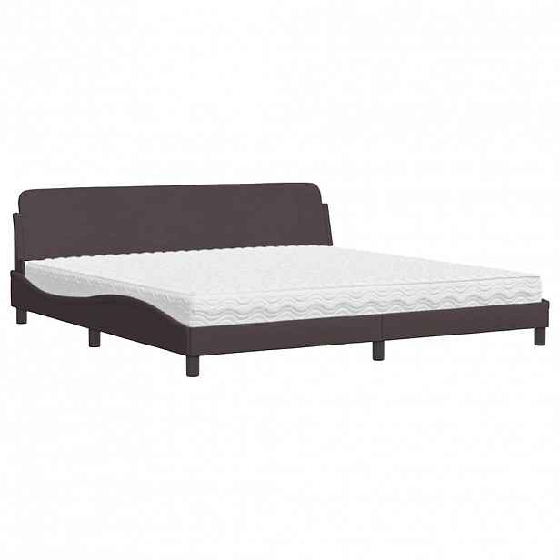 vidaXL Postel s matrací Dover tmavě hnědá 200 x 200 cm textil