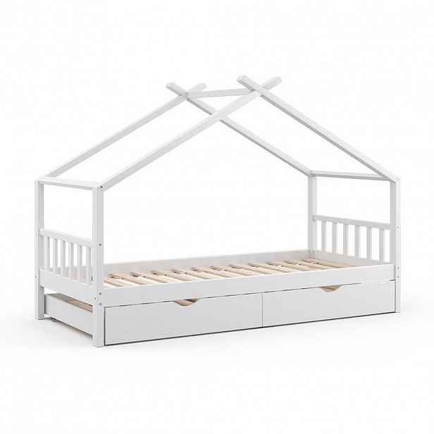 VitaliSpa DOMEČKOVÁ POSTEL Design Bílá 90x200 cm s lůžkem pro hosty