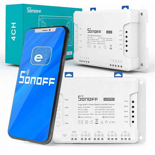 Sonoff 4CH Pro R3 4-KANÁLOVÝ Wifi Ovladač 10A No/nc Beznapěťový