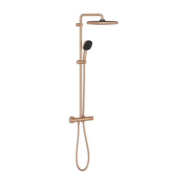 Grohe Vitalio Comfort - Sprchový set s termostatem, 25x25 cm, 2 proudy, kartáčovaný Warm Sunset 26696DL1