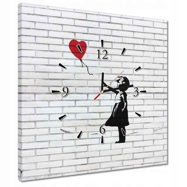 Hodiny 40x40 Banksy Holčička balón