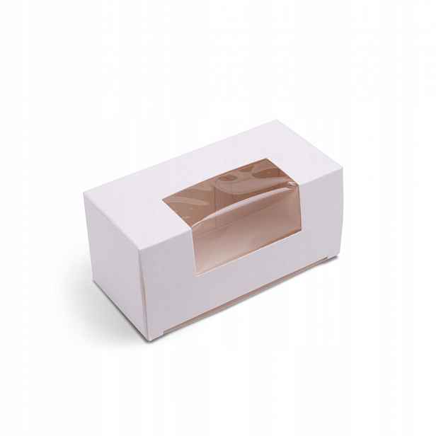Krabičky na sladké makronky, sušenky s okénkem 10x4,5x4,5 cm 100 ks