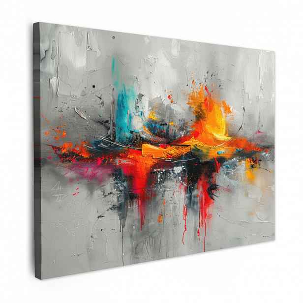 MuchoWow OBRAZ NA PLÁTNĚ Moderní umění - Oranžová - Šedá - Abstraktní 40x30 cm
