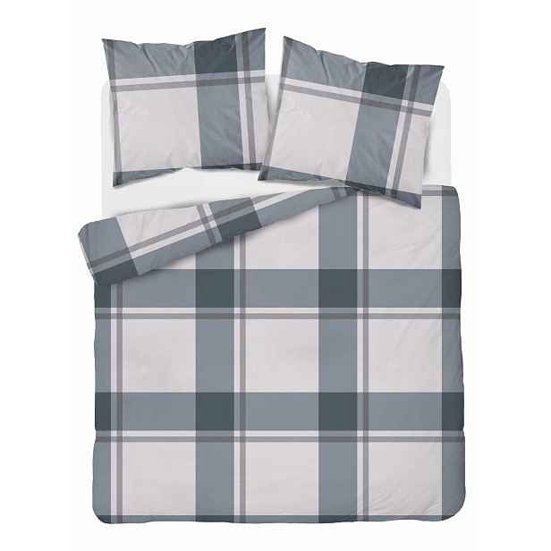 Povlečení Home Satin 220x200, velká šedá mřížka