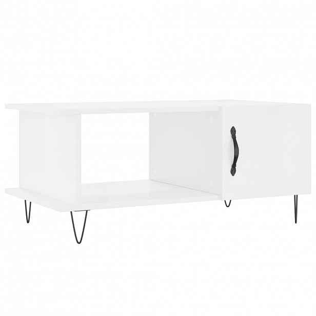 vidaXL Konferenční stolek lesklý bílý 90 x 50 x 40 cm kompozitní dřevo