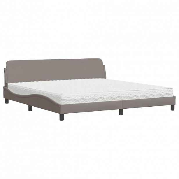 vidaXL Postel s matrací Dover taupe 200 x 200 cm textil