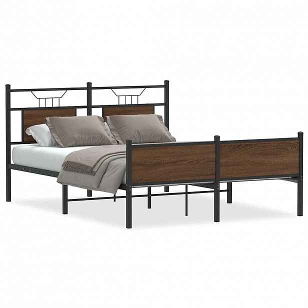 vidaXL Rám postele bez matrace hnědý dub 140 x 200 cm kompozitní dřevo