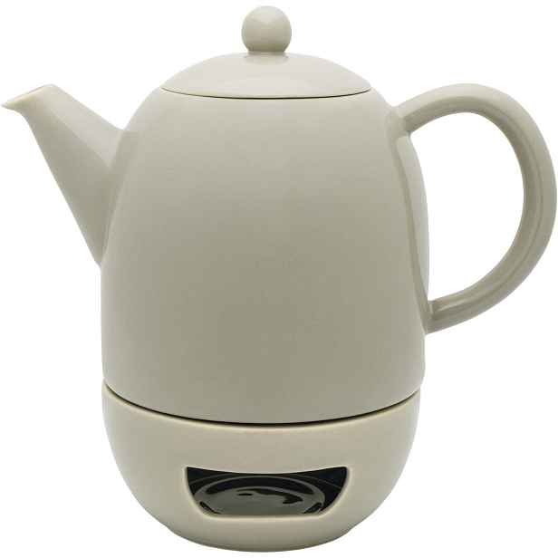 Bredemeijer Viborg Čajová konvice s ohřívačem, teplá šedá, porcelán