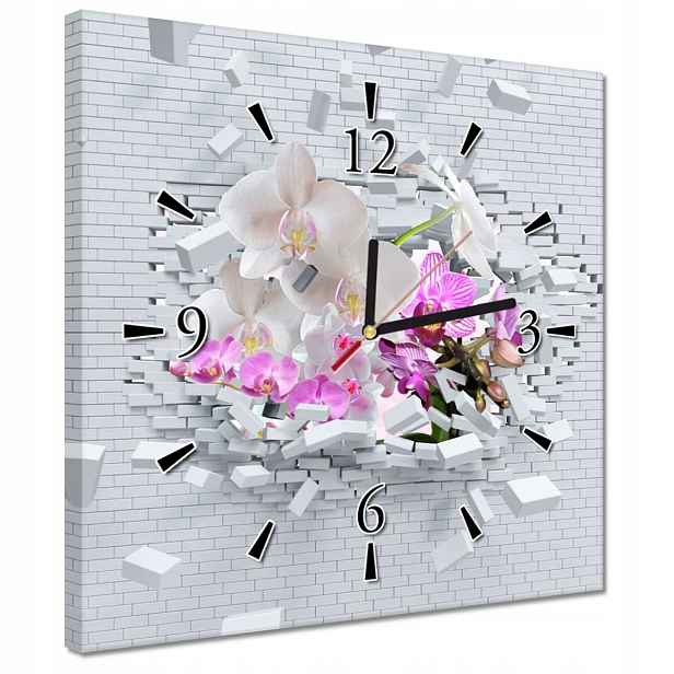 Hodiny 30x30 Orchidej ve zdi