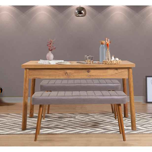 Jídelní set se stolem a lavicí (3 kusy) Costa 0701 - Atlantic Pine, Soho Grey