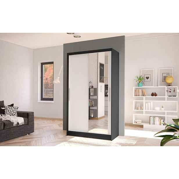 Moderní šatní skříň BRUNO 6 - šířka 100 cm, černá / bílá