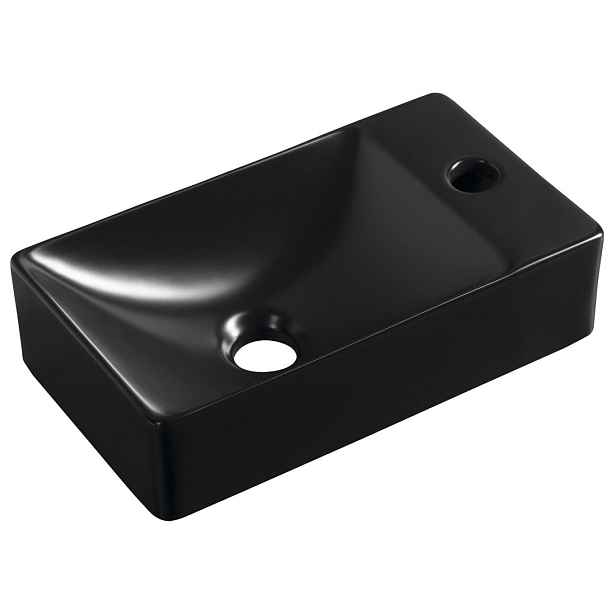 Sapho MARGITHA keramické umývátko 38x22cm, otvor pro baterii vpravo, černá mat